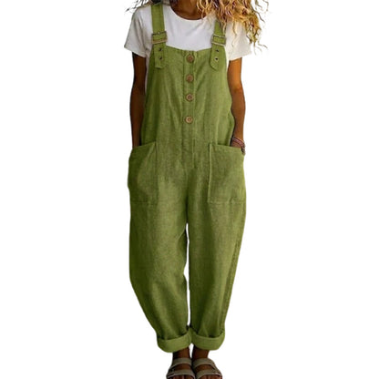 👖 50% OFF NOW! 🌿 Women's Casual Button-Front Overalls – Adjustable Straps, Breathable Fabric & Relaxed Fit ✨