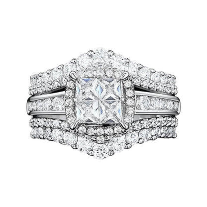 🎁2026 New Arrivals 50% OFF💥Women's Princess Cut Cubic Zirconia Filled Ring – Pave Setting, Multi-Layer Band, Sparkle ✨