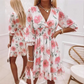 🎁2026 New Arrivals 50% OFF💥Women's Floral V-Neck Ruffle Hem A-Line Dress💐👗