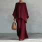 Women's Loose Fit Long Sleeve Top & Wide Leg Pants Set