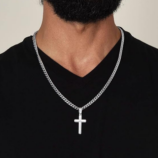 ✝️ BUY 2 GET 1 FREE! 🎁 Men's Stainless Steel Cross Pendant Necklace – Classic Design, Hypoallergenic & Perfect for Everyday Wear or a Meaningful Gift 🔗