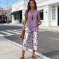 👗Women's 2-Piece Set – Layered Asymmetrical Tunic Top & Printed Wide Leg Pants, Breathable Polyester✨