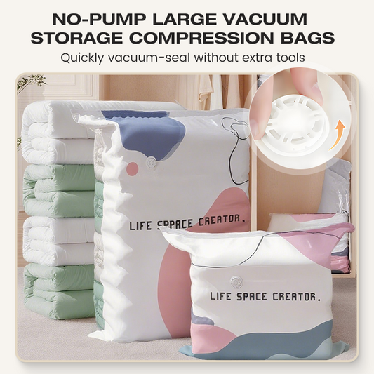 🎁2026 New Arrivals 50% OFF💥No-Pump Vacuum Storage Bags – 3 Second Compression, 90% Space Saved, Air Valve Design – PA+PE Anti-Mould & Moisture Proof – for Clothes, Bedding, Travel – Extra Large Sizes