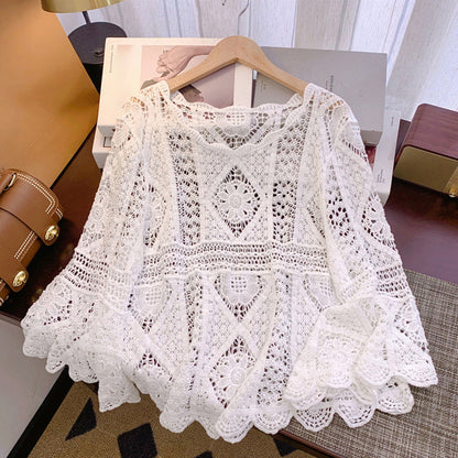 👚 50% OFF NOW! 🌸 Women's Vintage-Inspired Lace Cover-Up Blouse – Delicate Lace, Flowy Fit & Perfect for Layering or a Romantic Look ✨