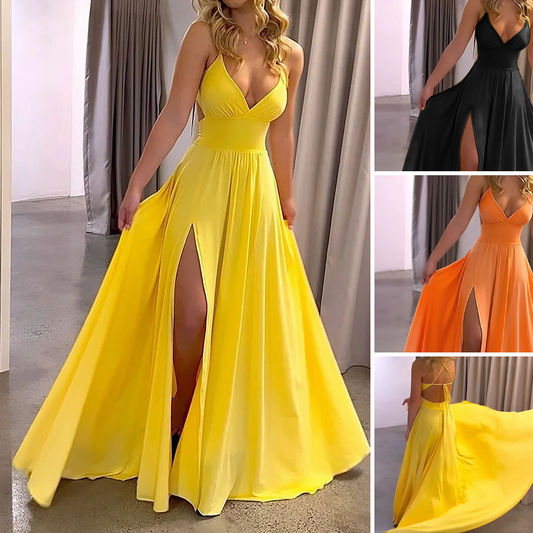 🌺 50% DISCOUNT💐V-Neck Spaghetti Strap High Slit Maxi Dress