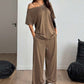 👗 LIMITED-TIME 50% OFF! 💥 Women's Off-Shoulder Top & Pants 2-Piece Set – Asymmetrical, Wide-Leg, Soft Fabric ✨