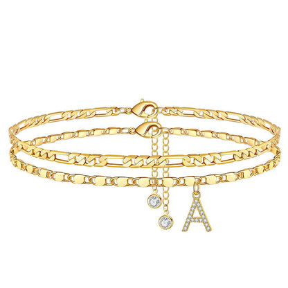 ⏳Time-Limited Special⏰Layered Gold Ankle Bracelet for Women – Rhinestone, Adjustable, Beach Jewelry 🏖️