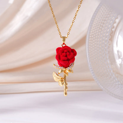 🌹 50% OFF NOW! 💎 Elegant Red Rose Pendant Necklace – Delicate Design, Hypoallergenic & Perfect for Everyday Elegance or Gifting ✨