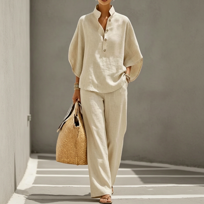 🎁2026 New Arrivals 50% OFF💥Women's Stand-Up Collar Top & Wide-Leg Pants Set