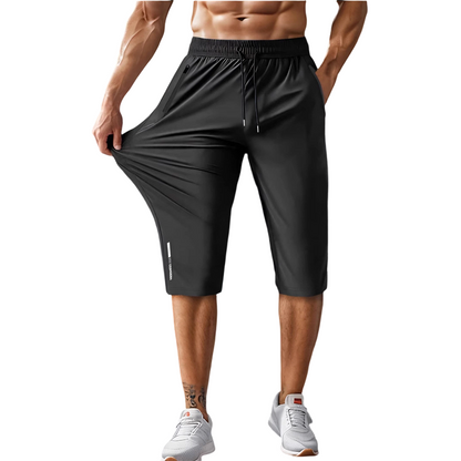 🩳50% OFF NOW! 🏃 Men's Quick-Dry Sports Capri Pants – Stretchy & Breathable with Secure Zipper Pockets – Elastic Waist & Versatile Fit 🧘‍♂️