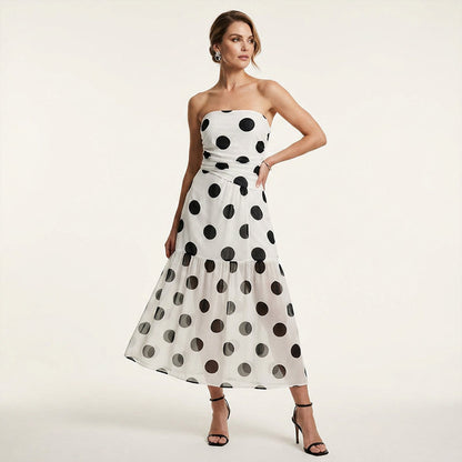 🥳SUMMER HOT SALE🥳💞50K+ SOLD!💥50% OFF! 🔥 Polka Dot Strapless Dress – Flowy, Lightweight & Perfect for Beach Vacations 🏖️🌸✨
