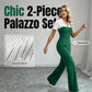 ⏳Limited-time 50% off⏰Elegant Striped Lapel Tee & Palazzo Pants 2-Piece Set👔👖