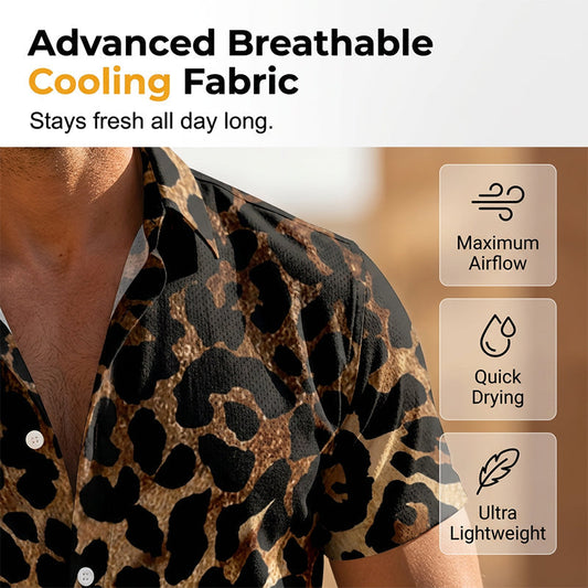 🎁2026 New Arrivals 50% OFF💥Men's Short Sleeve Leopard Print Button Down Shirt