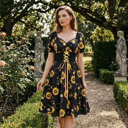 🎁2026 New Arrivals 50% OFF💥Women’s Print Puff Sleeve Dress – Perfect for Summer Days 🌸☀️【Limited Offer】