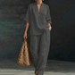🎁2026 New Arrivals 50% OFF💥Women's Casual V-Neck Top and Wide-Leg Pants Set