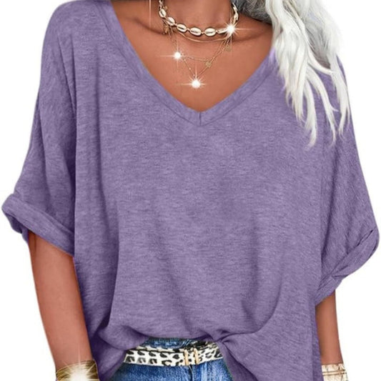 🎁2026 New Arrivals 50% OFF💥Women's Casual Loose V-Neck Top