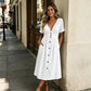 🎁2026 New Arrivals 50% OFF💥Women's Summer V-Neck Button-Down Dress – Lightweight & flowy – Perfect for beach, brunch or casual days – easy, breezy style 🌸✨
