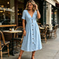 🎁2026 New Arrivals 50% OFF💥Women's Summer V-Neck Button-Down Dress – Lightweight & flowy – Perfect for beach, brunch or casual days – easy, breezy style 🌸✨