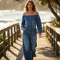 📢📢50% OFF !! ⏰Off-Shoulder Wide-Leg Denim Jumpsuit