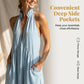 🎁2026 New Arrivals 50% OFF💥Women's Summer Halter Neck V-Neck Maxi Dress