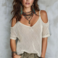 👕 LIMITED-TIME 50% OFF! ✨ Women's Cold-Shoulder Knit Top – Open-Knit, Bohemian, Summer ✨