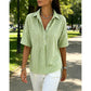 🥳SUMMER HOT SALE🥳💞50K+ SOLD!💥50% OFF! 🔥 Women's Striped Short-Sleeve Shirt – Relaxed Fit, V Neck, 9 Colors 🍂