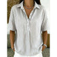 🥳SUMMER HOT SALE🥳💞50K+ SOLD!💥50% OFF! 🔥 Women's Striped Short-Sleeve Shirt – Relaxed Fit, V Neck, 9 Colors 🍂