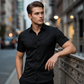 ⏳Limited-time 50% off⏰Men's Textured Black Short Sleeve Shirt👔