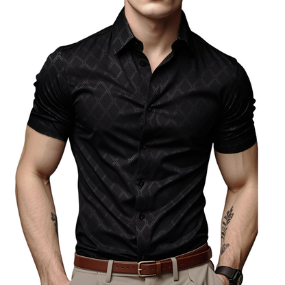 ⏳Limited-time 50% off⏰Men's Textured Black Short Sleeve Shirt👔