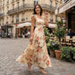 🎁2026 New Arrivals 50% OFF💥Elegant Floral Print Pleated Maxi Dress ✨– Romantic Square Neck, Ruffle Sleeves & Flowing Floral Skirt🌷