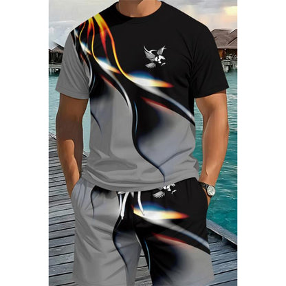 🎁2026 New Arrivals 50% OFF💥Men's Abstract Print T-Shirt and Shorts Set