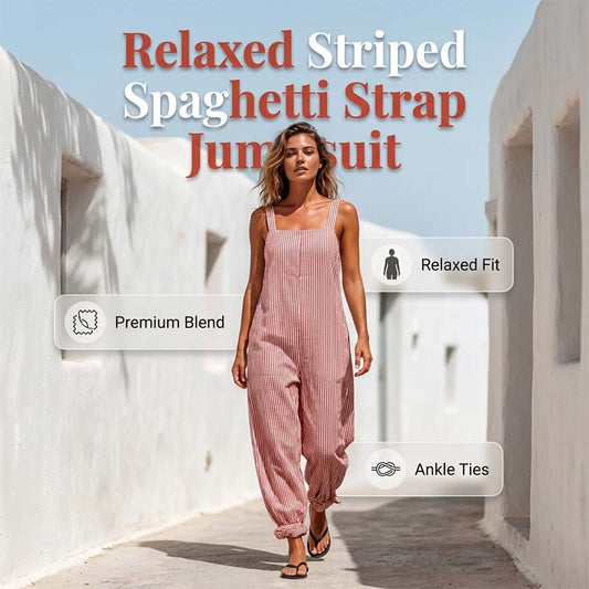 🎁2026 New Arrivals 50% OFF💥Women's Casual Striped Spaghetti Strap Jumpsuit