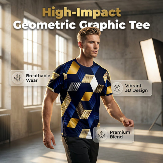 🎁2026 New Arrivals 50% OFF💥Men's 3D Geometric Print Crew Neck Shirt