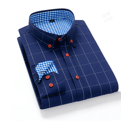 🎁2026 New Arrivals 50% OFF💥Men's Modern Fit Windowpane Shirt – Tailored cut, breathable cotton & classic check – perfect for office, smart casual or summer events ✨