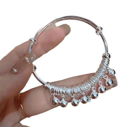 🎁2026 New Arrivals 50% OFF💥Adjustable Silver Bell Charm Bangle Bracelet