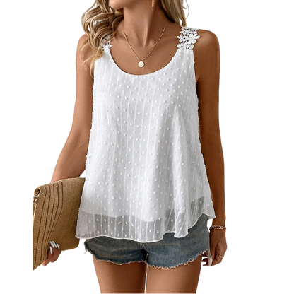 🎁2026 New Arrivals 50% OFF💥Elegant Dot Lace Strap Tank Top – Soft & breathable – Delicate lace straps, flattering fit – perfect for layering or summer chic 🌸