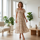 🎁2026 New Arrivals 50% OFF💥Square Neck Floral Midi Dress – Smocked Bodice, Flowy Tiered Skirt🌸1
