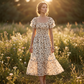 🎁2026 New Arrivals 50% OFF💥Square Neck Floral Midi Dress – Smocked Bodice, Flowy Tiered Skirt🌸1