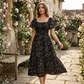 🎁2026 New Arrivals 50% OFF💥Square Neck Floral Midi Dress – Smocked Bodice, Flowy Tiered Skirt🌸1