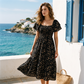 🎁2026 New Arrivals 50% OFF💥Square Neck Floral Midi Dress – Smocked Bodice, Flowy Tiered Skirt🌸1