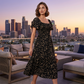 🎁2026 New Arrivals 50% OFF💥Square Neck Floral Midi Dress – Smocked Bodice, Flowy Tiered Skirt🌸1