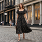 🎁2026 New Arrivals 50% OFF💥Square Neck Floral Midi Dress – Smocked Bodice, Flowy Tiered Skirt🌸1