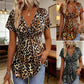 🎁2026 New Arrivals 50% OFF💥Women’s Leopard Twist-Front Top – V-Neck, Peplum Hem, Bold Print 💃