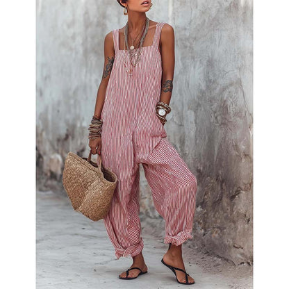 🎁2026 New Arrivals 50% OFF💥 Women's Casual Striped Spaghetti Strap Jumpsuit ✨
