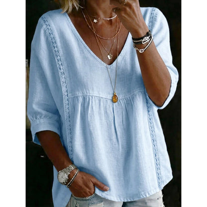 🎁2026 New Arrivals 50% OFF💥Women's Casual V-Neck Lace Trim Top