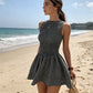 🎁2026 New Arrivals 50% OFF💥Sleeveless Gingham Smocked Mini Dress