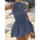 🎁2026 New Arrivals 50% OFF💥Sleeveless Gingham Smocked Mini Dress