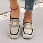 🎁2026 New Arrivals 50% OFF💥 Square Toe Flat Shoes – Breathable Knit, Crystal Buckle, Slip-On 💎