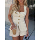 🎁2026 New Arrivals 50% OFF💥Square Neck Vest & Shorts Set – Elegant Neckline, Gold Buttons, Structured Fit 🥂