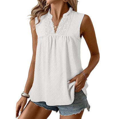 🎁2026 New Arrivals 50% OFF💥Women’s Polka-Dot Sleeveless Top with Lace V-Neck